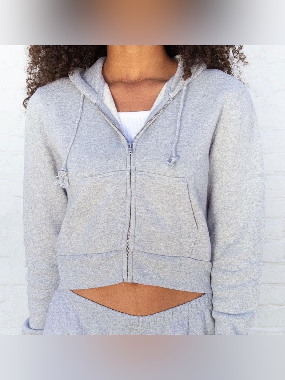 Brandy Melville Crystal Hoodie Gray Full‎ Zip